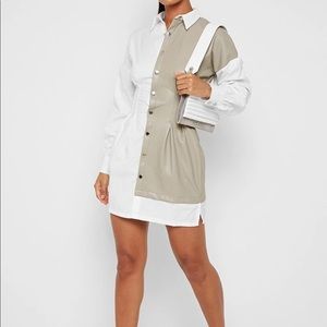 HALF VEGAN LEATHER SHIRT DRESS